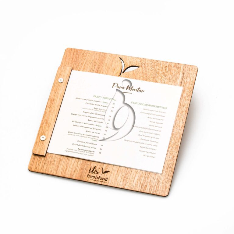 Cardápio de madeira fechado deitado m21