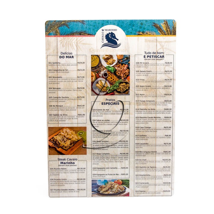 Cardápio em pvc Marinho 160912 PVD A3